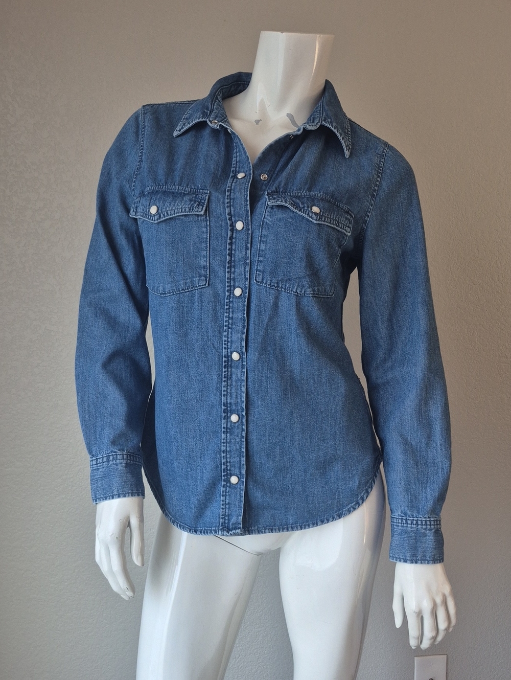 H&M Women's Denim Button-Down Shirt - Blue